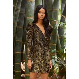 RACHEL ZOE NWT! 
Amari ruched metallic devoré-velvet mini dress